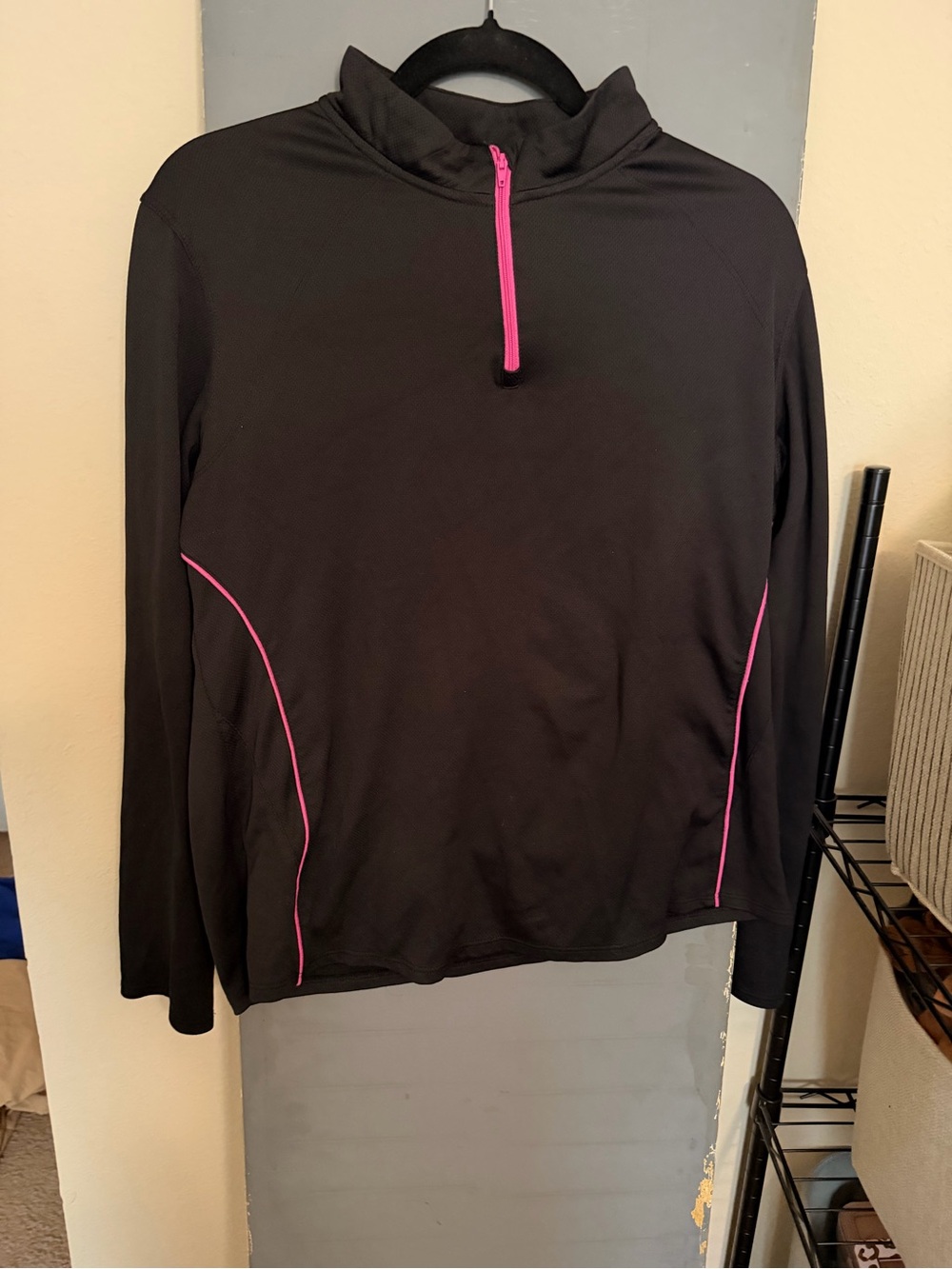 BCG Black Quarter-Zip Pullover with Pink Trim